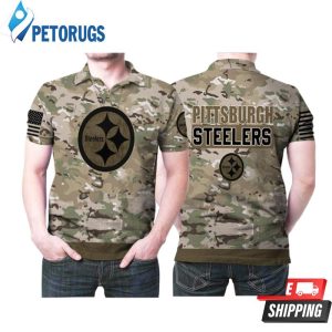 Design Pittsburgh Steelers Camouflage Pattern American Us Flag Printed Polo Shirt