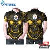 Design Pittsburgh Steelers Skull Hello Darkness My Old Friend Printed Polo Shirt