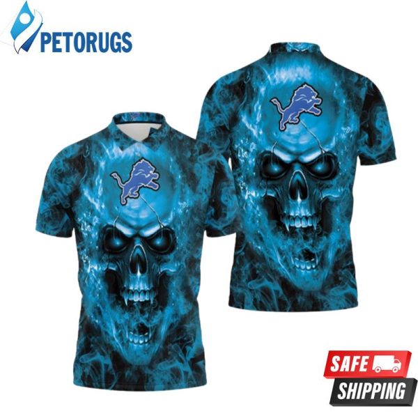 Detroit Lions Nfl Fans Skull Polo Shirt