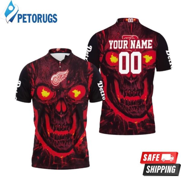 Detroit Red Wings Nhl Fan Skull Demon Personalized Polo Shirt