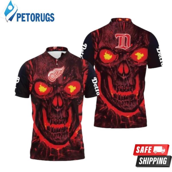 Detroit Red Wings Nhl Fan Skull Demon Polo Shirt