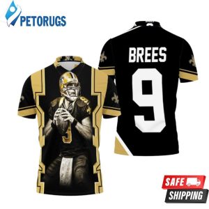 Drew Brees New Orleans Saints Black Polo Shirt