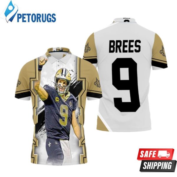 Drew Brees New Orleans Saints Oil Style Paint Background Polo Shirt