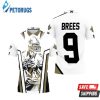 Drew Brees New Orleans Saints Watercolor White Background Polo Shirt