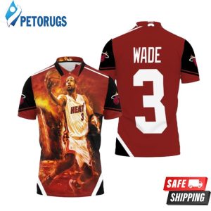 Dwyane Wade 3 Miami Heat Score Fire Background Legend For Fan Polo Shirt