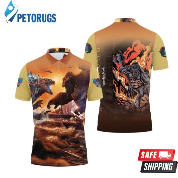 Godzilla Vs Kong Battle For Looking The King Godzilla Vs Kong Polo Shirt