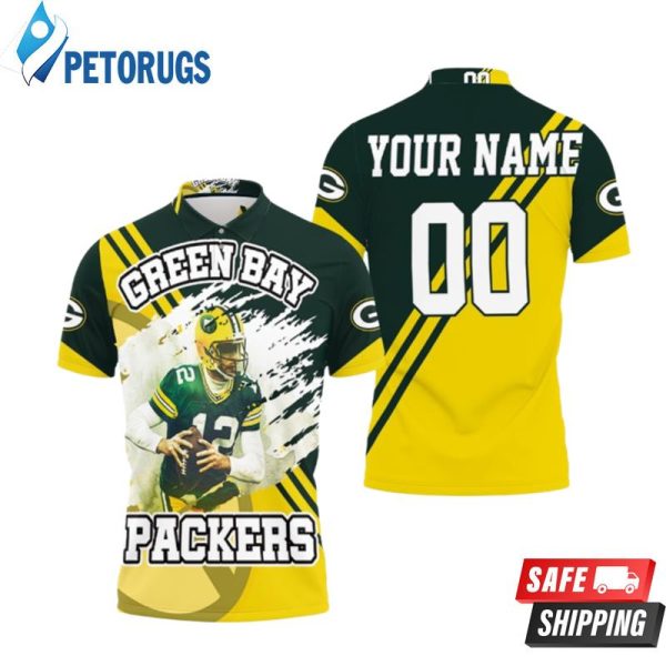 Green Bay Packers Aaron Rodgers 12 Illustrated For Fans Personalized Polo Shirt