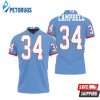 Houston Oilers Earl Campbell Light Blue 1980 Throwback Retired Player Inspired Style Polo Shirt