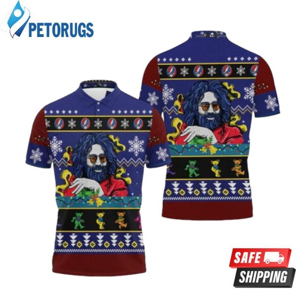 Jerry Garcia Grateful Dead Christmas Bears Christmas Kniting Pattern Polo Shirt