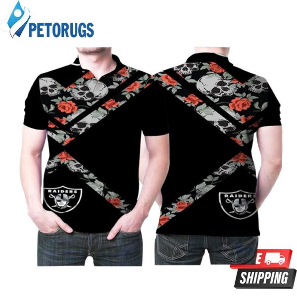 Las Vegas Riders Flowers Skull Pattern Printed Gift For Las Vegas Riders Fan Polo Shirt