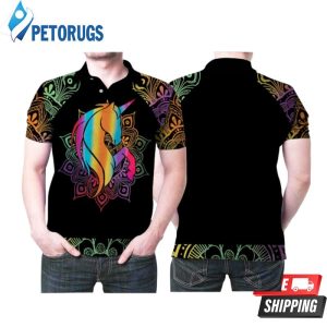 Lgbt Unicorn Mandala Pattern Pride Flag Designed For Lgbt Supporters Yogis Polo Shirt