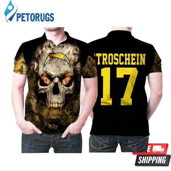 Los Angeles Chargers Stroschenin 17 Nfl American Football Team Logo Lava Skull Gift For Los Angeles Chargers Fans Lovers Polo Shirt