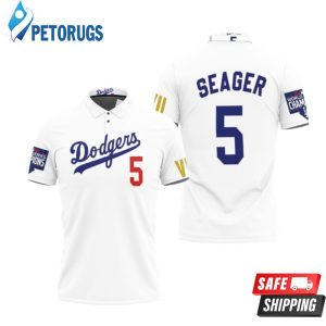 Los Angeles Dodgers Seager 5 Championship Golden Edition White Inspired Style Polo Shirt