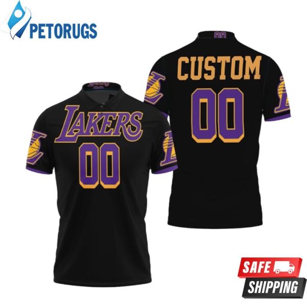 Los Angeles Lakers 2020-21 Earned Edition Black Personalized Inspired Style Polo Shirt