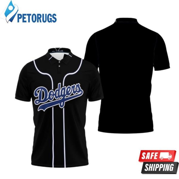 Majestic Los Angeles Dodgers Blank Mlb Player Black Inspired Style Polo Shirt