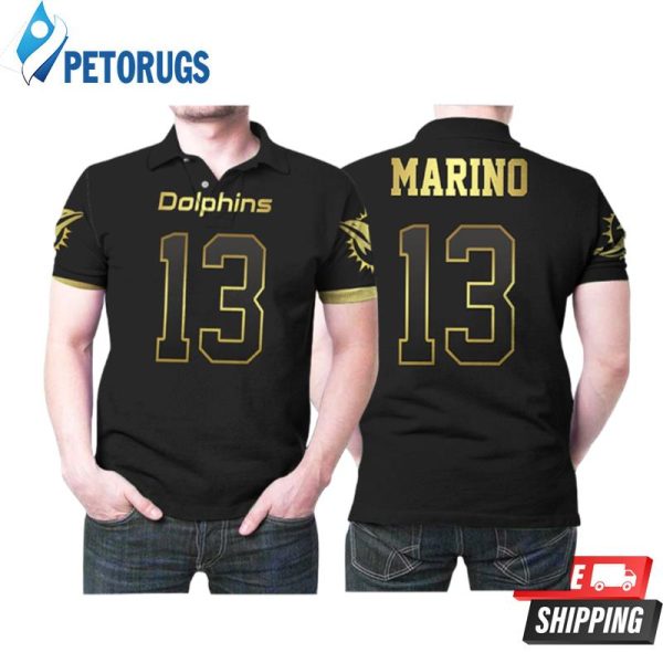 Miami Dolphins Dan Marino 13 Nfl American Football Team Black Golden Edition Style Gift For Dolphins Fans Polo Shirt