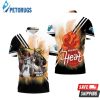 Miami Heat Big Three Chris Bosh Lebron James Dwyane Wade On Fire For Fan Polo Shirt