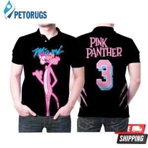 Miami Heat X Pink Panther 3 Collection Black Inspired Style Polo Shirt