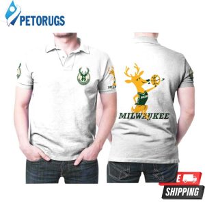 Milwaukee Bucks Basketball Classic Mascot Logo Gift For Bucks Fans White Polo Shirt