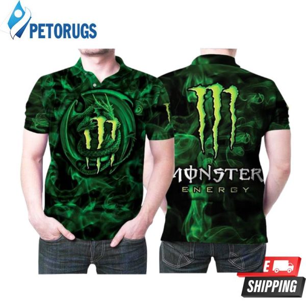 Monster Energy Dragon Bat Green Full Print Polo Shirt