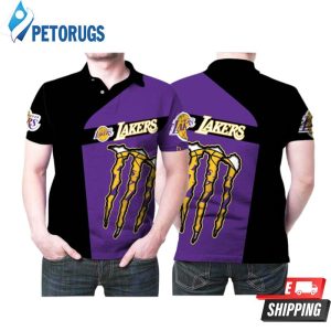 Monster Energy Los Angeles Lakers Nba Basketball Team Logo Purple For Lakers Fans Polo Shirt