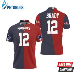 New England Patriots Tom Bradynavy Red Two Tone Inspired Polo Shirt