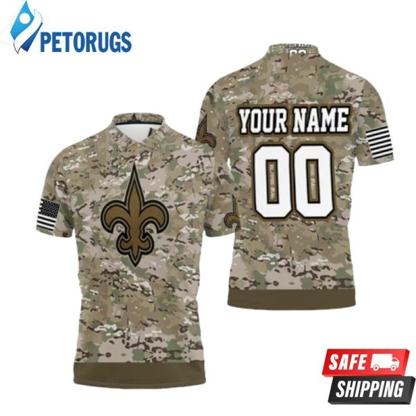 New Orleans Saints Camouflage Veteran Personalized Polo Shirt