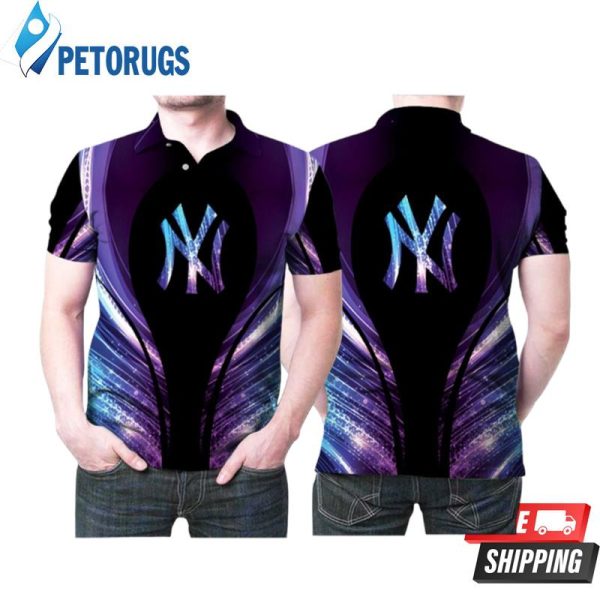 New York Yankees Logo Holographic Style Printed Gift For New York Yankees Fan Polo Shirt