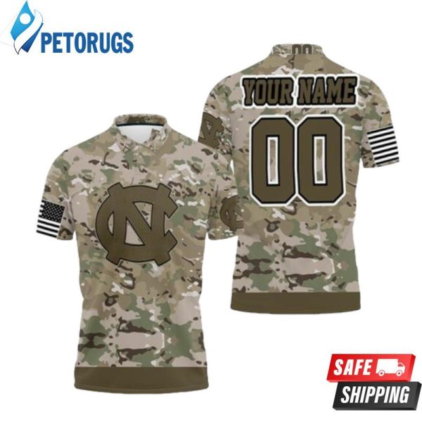 North Carolina Tar Heels Camouflage Veteran Personalized Polo Shirt