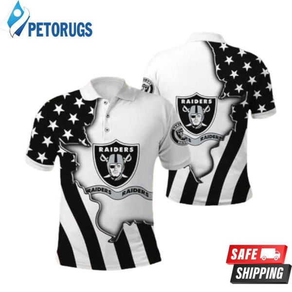 Oakland Raiders American Flag Ripped Polo Shirt