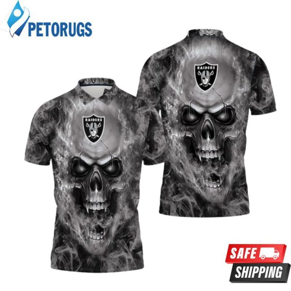 Oakland Raiders Nfl Fans Skull Polo Shirt