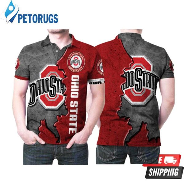 Ohio State Buckeyes Logo Football Ground Printed Polo Shirt