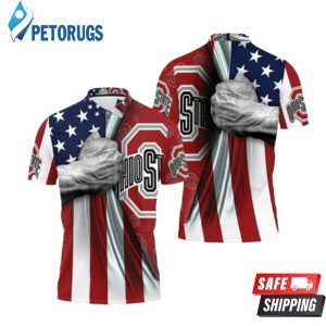 Ohio State Buckeyes Under American Flag Polo Shirt