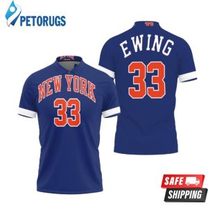 Patrick Ewing New York Knicks 1991-92 Hardwood Classics Blue Inspired Polo Shirt