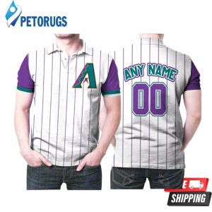 Personalized Any Name Arizona Diamondbacks 00 Mlb White Purple Stripe Inspired Style Polo Shirt