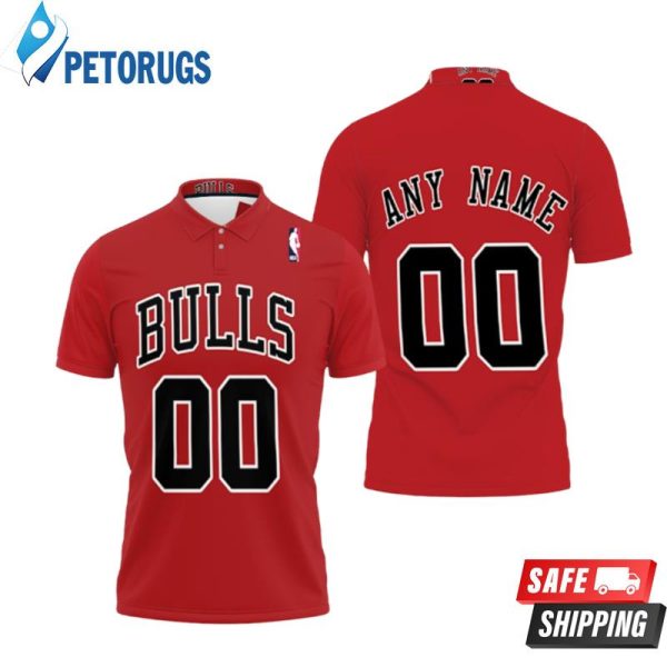 Personalized Chicago Bulls Any Name 00 Red Team Inspired Style Polo Shirt