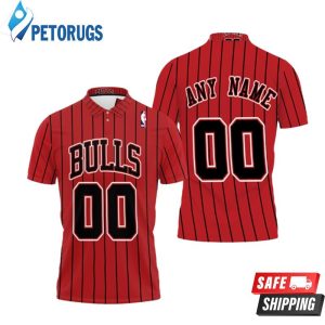 Personalized Chicago Bulls Throwback Red Black Stripe Inspired Style Polo Shirt