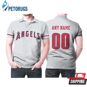 Personalized Los Angeles Angels 00 Anyname Players Grey Inspired Style Polo Shirt