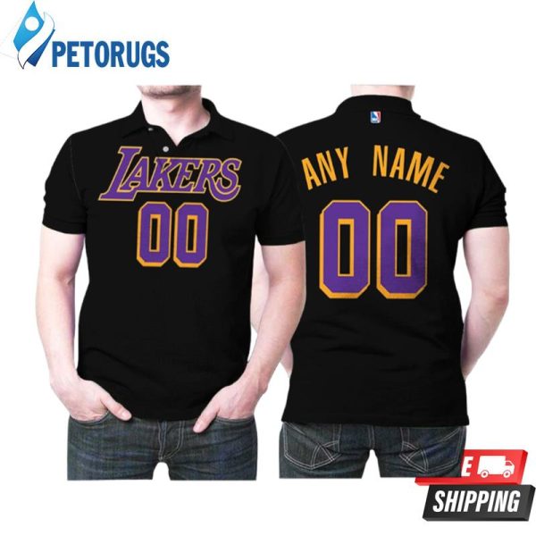 Personalized Los Angeles Lakers Any Name 00 2020-21 Earned Edition Black Inspired Style Polo Shirt