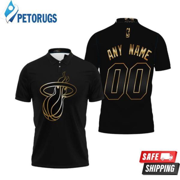 Personalized Miami Heat 00 Anyname Nba Golden Edition Black Inspired Style Gift For Miami Heat Fans Polo Shirt