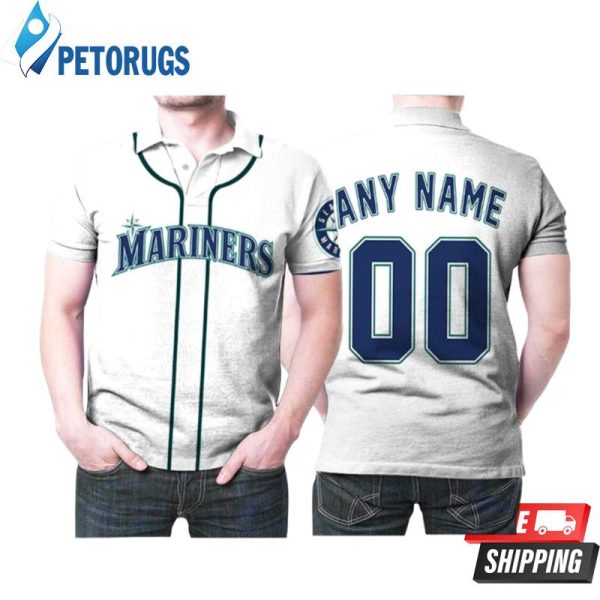 Personalized Seattle Mariners 00 Anyname Majestic Alternative White Inspired Style Polo Shirt