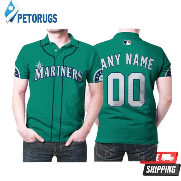 Personalized Seattle Mariners 00 Anyname Majestic Northwest Green Inspired Style Polo Shirt