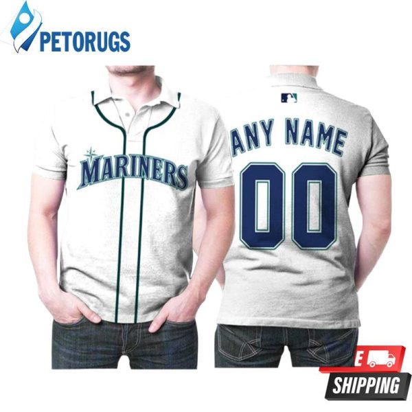 Personalized Seattle Mariners 00 Anyname Majestic White Inspired Style Polo Shirt