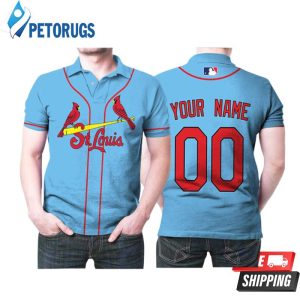 Personalized St Louis Cardinals Your Name 00 Light Blue Inspired Style Polo Shirt