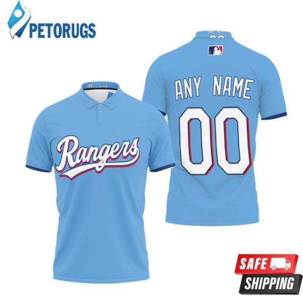 Personalized Texas Rangers 00 Any Name Mlb Team Light Blue Inspired Style Polo Shirt