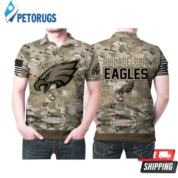 Philadelphia Eagles Camouflage Veteran American Flag Polo Shirt