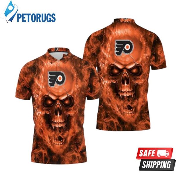 Philadelphia Flyers Nhl Fans Skull Polo Shirt