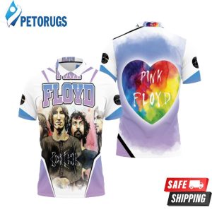 Pink Floyd Rainbow Heart Purple Polo Shirt