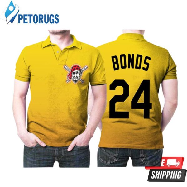 Pittsburgh Pirates 24 Barry Bonds Throwback Mlb Yellow Inspired Style Polo Shirt