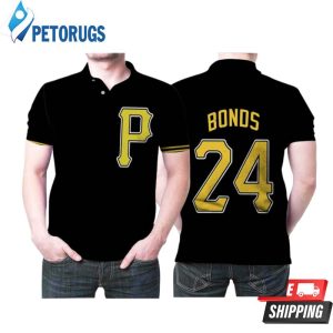 Pittsburgh Pirates Barry Bonds #24 Mlb Great Player Baseball Team Logo Majestic Custom Black 2019 Polo Shirt